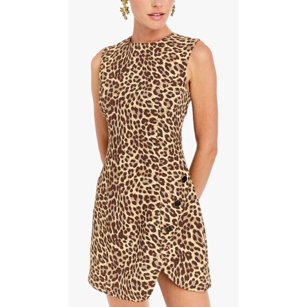 Mestiza New York Leopard Print Sleeveless Round neck Mini Dress Size 6